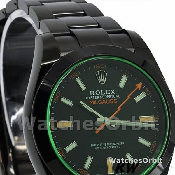 Replica Rolex Milgauss 40mm Uomo-116400GV-Cristallo verde-Acciaio inossidabile/PVD-Comparto nero Nero