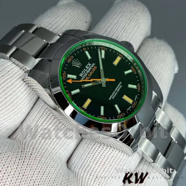 Replica Rolex Milgauss 40mm Heren-116400GV-Roestvrij Staal-Zwarte Wijzerplaat Zwart