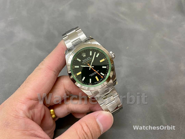 Replica Rolex Milgauss 40mm Heren-116400GV-Roestvrij Staal-Zwarte Wijzerplaat Zwart