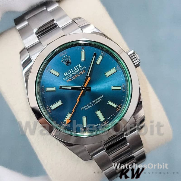 Replica Rolex Milgauss 40 mm Uomo-116400GV-Acciaio inossidabile-Z-Comparatore blu Z-blu