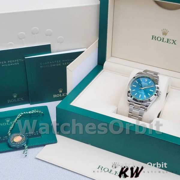 Replica Rolex Milgauss 40 mm Uomo-116400GV-Acciaio inossidabile-Z-Comparatore blu Z-blu
