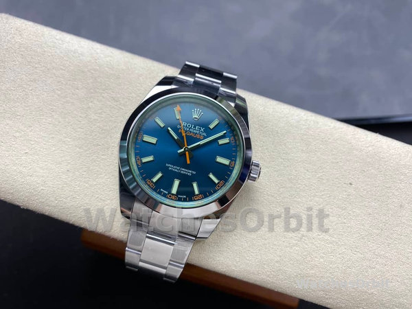 Replica Rolex Milgauss 40 mm Uomo-116400GV-Acciaio inossidabile-Z-Comparatore blu Z-blu