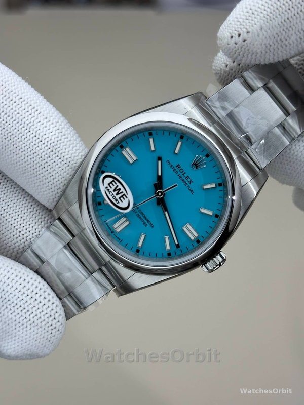 Replica Rolex Oyster Perpetual-126000 da uomo 2024, acciaio inossidabile, quadrante blu baby, blu