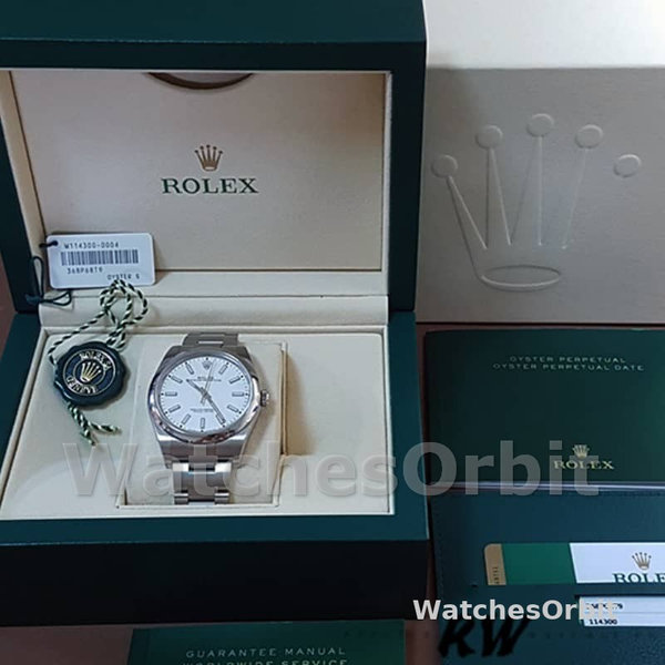 Mens Rolex Oyster Perpetual 39mm Mens-114300-White Dial White Replica Image