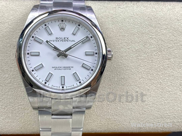 Mens Rolex Oyster Perpetual 39mm Mens-114300-White Dial White Replica Image