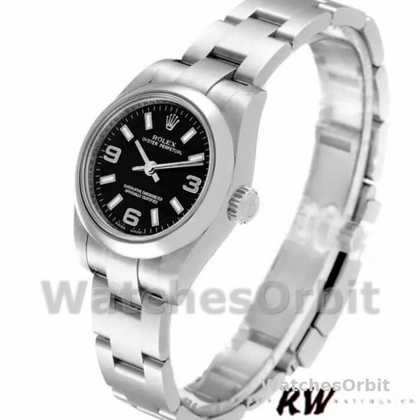 Rolex Oyster Perpetual 176200 Black Dial Stainless Steel 26MM Lady Replica Watch