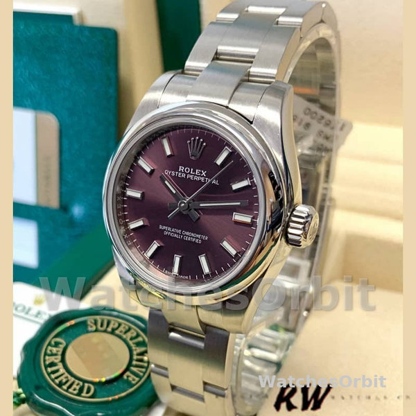 Women's Rolex Oyster Perpetual 26mm Women's-176200-Grape Red Dial Grape Red