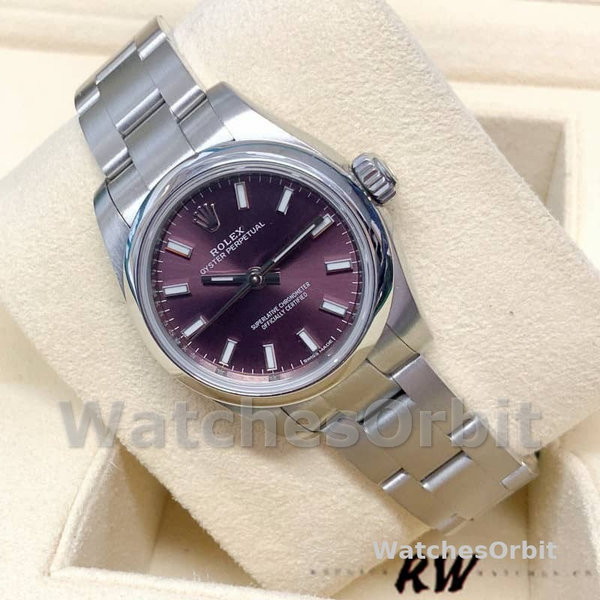Womens Rolex Oyster Perpetual 26mm Womens-176200-Grape Red Dial Grape Red Replica Image