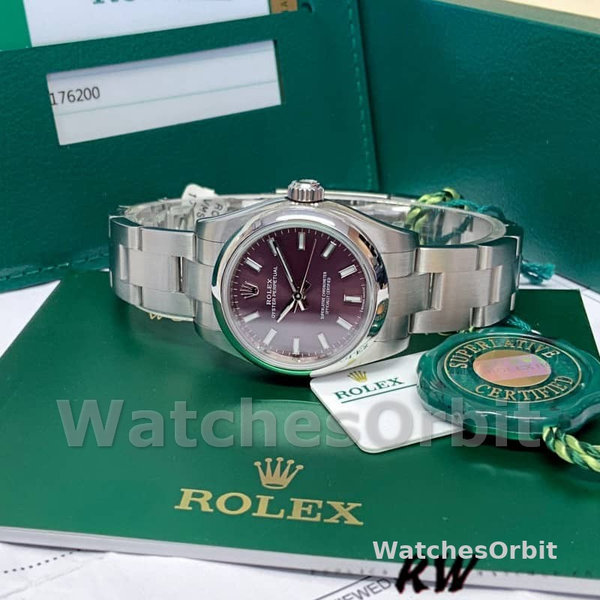 Womens Rolex Oyster Perpetual 26mm Womens-176200-Grape Red Dial Grape Red Replica Image