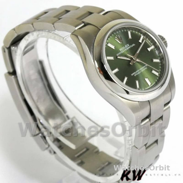 Replique Rolex Oyster Perpetual 26mm Femmes-176200 Cadran vert olive-Bracelet d'huître Vert