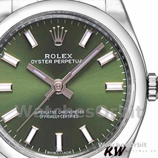 Replique Rolex Oyster Perpetual 26mm Femmes-176200 Cadran vert olive-Bracelet d'huître Vert