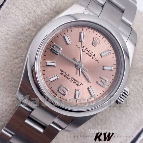 Women's Rolex Oyster Perpetual 26mm Women's-176200-Pink Dial-Domed Bezel Pink