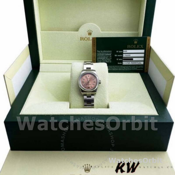 Rolex Oyster Perpetual 176200 Pink Dial Domed Bezel 26MM Lady Replica Watch