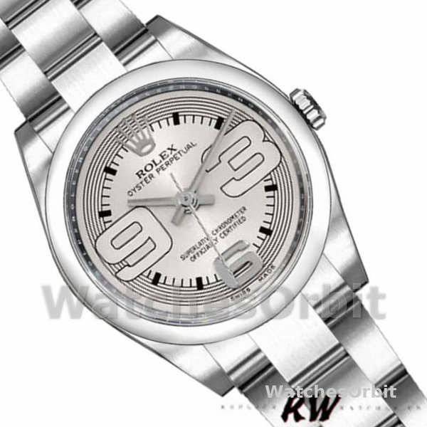 Women's Rolex Oyster Perpetual 26mm Women's-176200-Silver Arabic Dial-Oyster Bracelet Silver