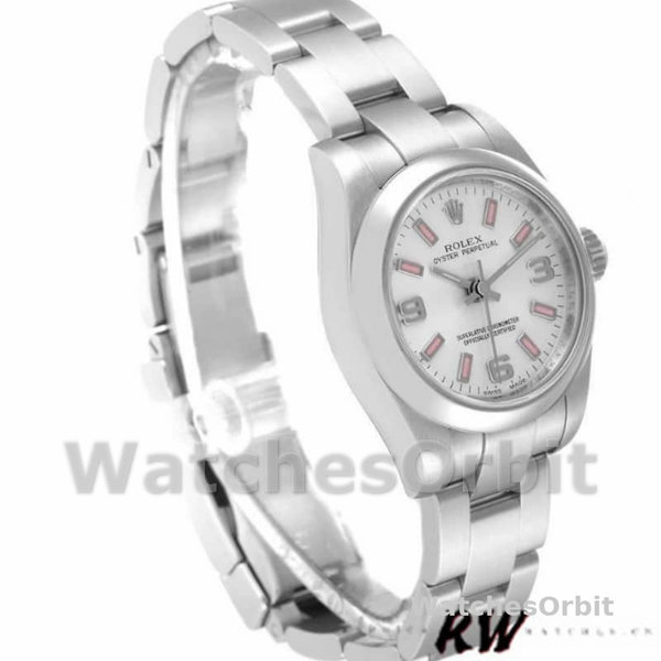 Women's Rolex Oyster Perpetual 26mm Women's-176200-Silver Dial-Pink Luminous Markers Silver