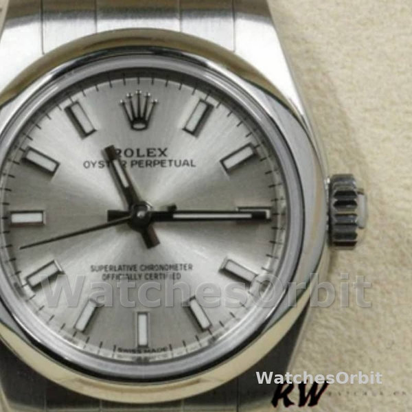 Women's Rolex Oyster Perpetual 26mm Women's-176200-Silver Index-Stainless Steel Silver