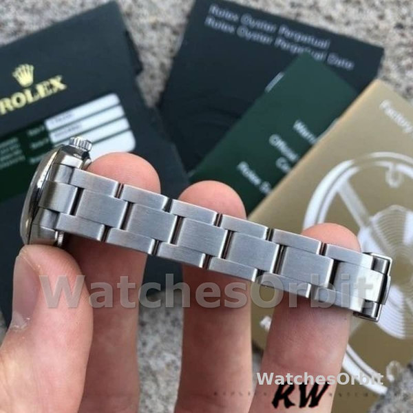 Womens Rolex Oyster Perpetual 26mm Womens-176200-Silver Index-Stainless Steel Silver Replica Watch Image