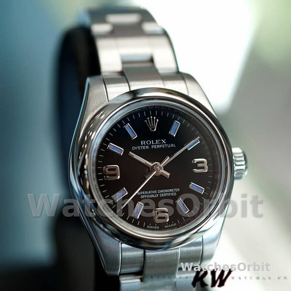 Womens Rolex Oyster Perpetual 26mm Womens-176200-Stainless Steel-Blue Index Dial Blue Replica Image