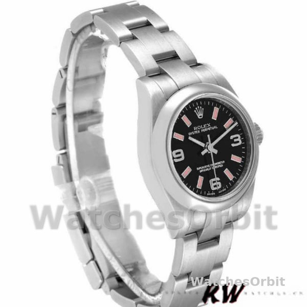 Women's Rolex Oyster Perpetual 26mm Women's-176200-Stainless Steel-Black Dial Black