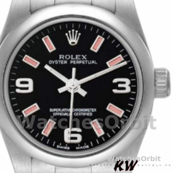 Rolex Oyster Perpetual 176200 Stainless Steel Case Black Dial 26MM Lady Replica Watch