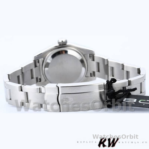 Replique Rolex Oyster Perpetual 26mm Femmes-176234-Cadran noir-Nivelle cannelée Noir