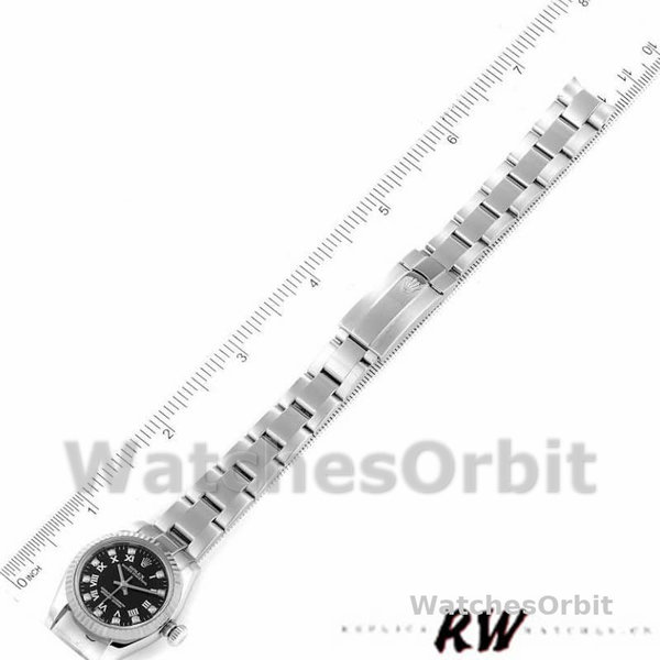 Replique Rolex Oyster Perpetual 26mm Femme-176234-Noir Cadran Romain & Diamant Noir