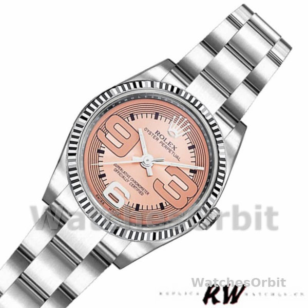 Replique Rolex Oyster Perpetual 26mm Femme-176234-Pink Maxi Arabic Numerals Dial Rose