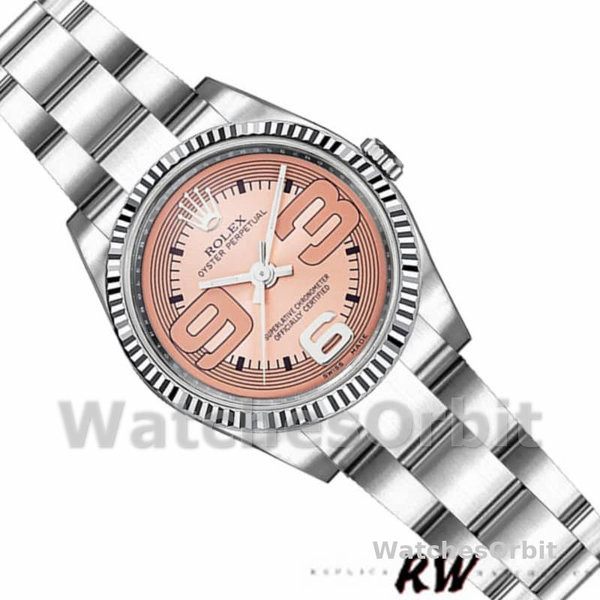 Replique Rolex Oyster Perpetual 26mm Femme-176234-Pink Maxi Arabic Numerals Dial Rose