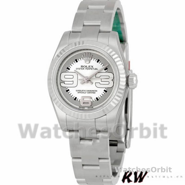 Replique Rolex Oyster Perpetual 26mm Femme-176234-Silver Maxi Arabic Dial Argenté