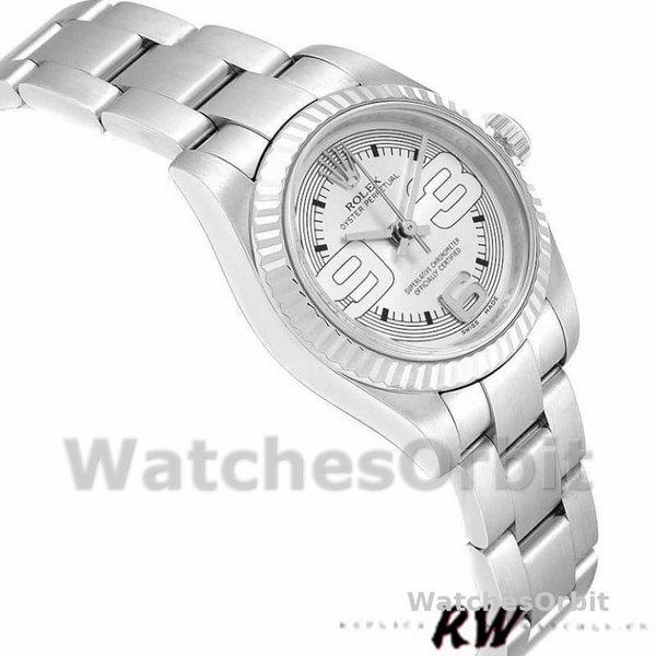 Replique Rolex Oyster Perpetual 26mm Femme-176234-Silver Maxi Arabic Dial Argenté