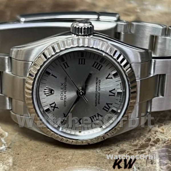 Replique Rolex Oyster Perpetual 26mm Femme-176234-Silver Roman Diamond Dial Argenté