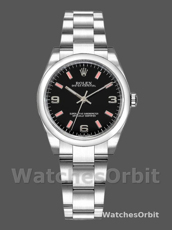 Rolex Oyster Perpetual 177200 Black Dial Pink Baton 31mm Lady Replica Watch