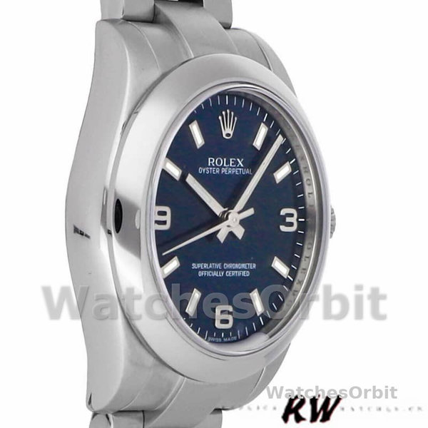 Women's Rolex Oyster Perpetual 31mm Women's-177200-Blue Arabic Dial-Domed Bezel Blue