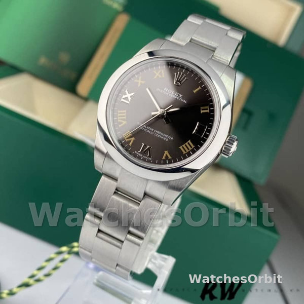 Women's Rolex Oyster Perpetual 31mm Women's-177200-Dark Grey Dial-Domed Bezel Dark Grey