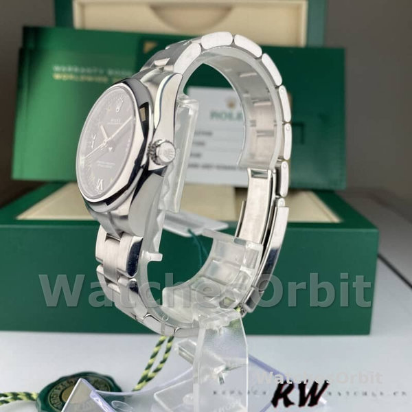 Womens Rolex Oyster Perpetual 31mm Womens-177200-Dark Grey Dial-Domed Bezel Dark Grey Replica Watch Image