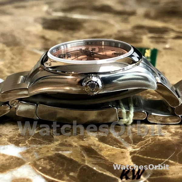 Womens Rolex Oyster Perpetual 31mm Womens-177200-Pink Maxi Arabic Dial-Domed Bezel Pink Replica Watch Image