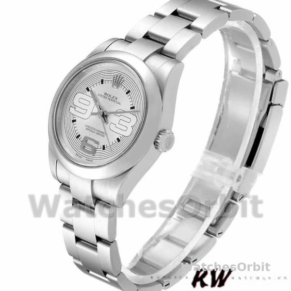 Womens Rolex Oyster Perpetual 31mm Womens-177200-Silver Maxi Arabic Dial Silver Replica Watch Image
