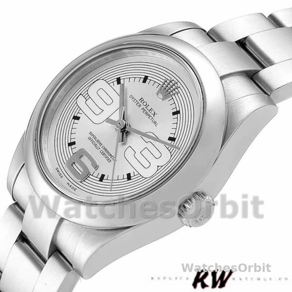Womens Rolex Oyster Perpetual 31mm Womens-177200-Silver Maxi Arabic Dial Silver Replica Watch Image