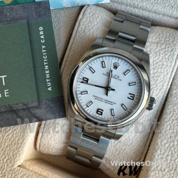 Replique Rolex Oyster Perpetual 31mm Femmes-177200-Cadran arabe blanc-Bracelet d'huître blanc