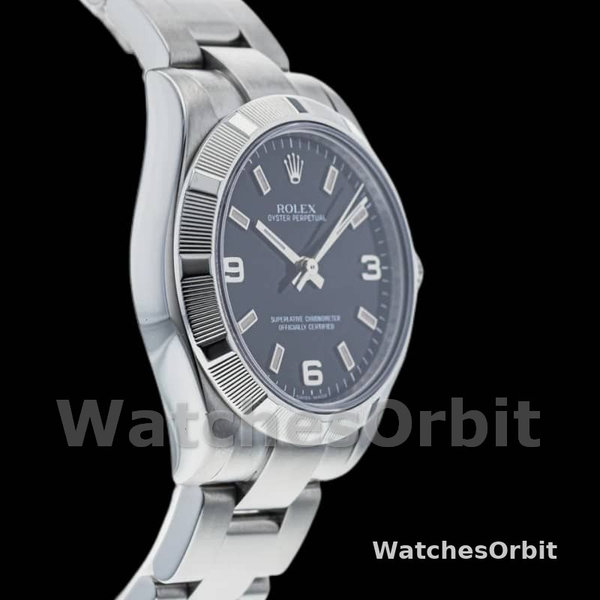 Replique Rolex Oyster Perpetual 31mm Femmes-177210-Cadran noir-Pink Baton Black