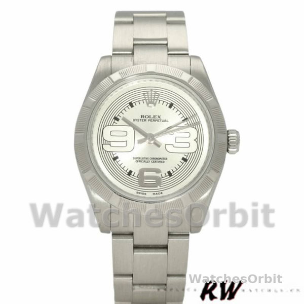 Replique Rolex Oyster Perpetual 31mm Femme-177210-Silver Maxi Arabic Dial Argenté