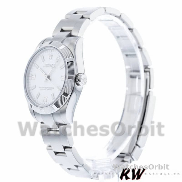 Replique Rolex Oyster Perpetual 31mm Femmes-177210-Stainless Steel-White Dial White Blanc