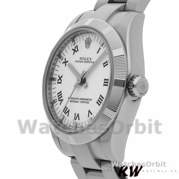 Replique Rolex Oyster Perpetual 31mm Femme-177210-acier inoxydable-cadran romain blanc Blanc