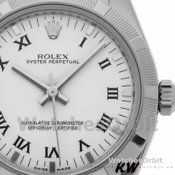Replique Rolex Oyster Perpetual 31mm Femme-177210-acier inoxydable-cadran romain blanc Blanc