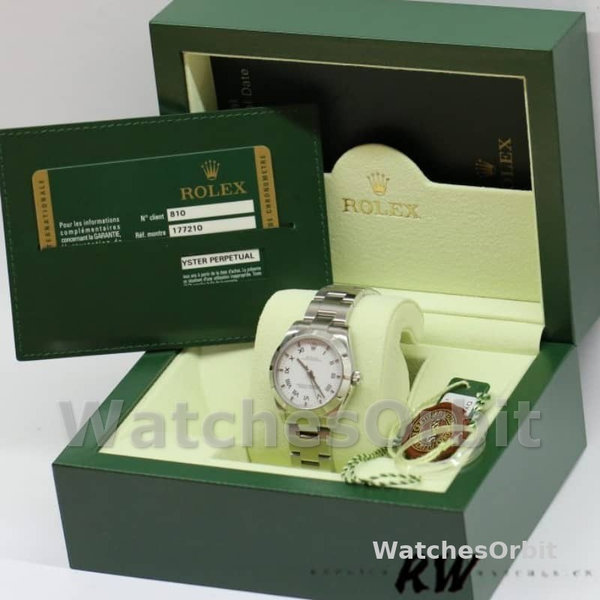 Replique Rolex Oyster Perpetual 31mm Femme-177210-acier inoxydable-cadran romain blanc Blanc