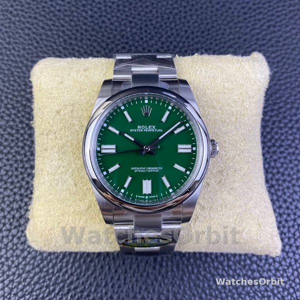 Mens Rolex Oyster Perpetual 41 Green Dial Stainless Steel 124300 Green Dial Replica Image
