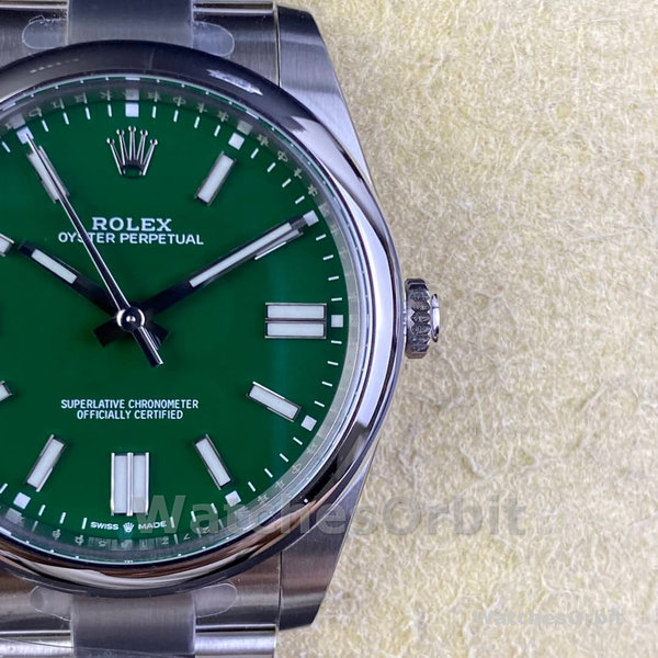 Mens Rolex Oyster Perpetual 41 Green Dial Stainless Steel 124300 Green Dial Replica Image