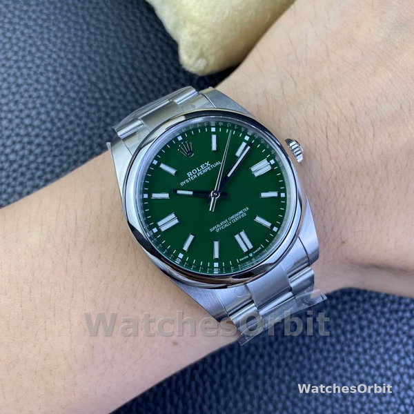 Mens Rolex Oyster Perpetual 41 Green Dial Stainless Steel 124300 Green Dial Replica Image