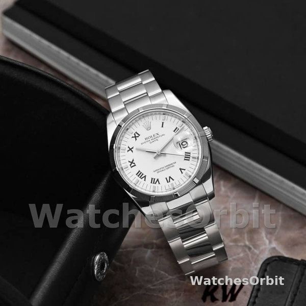 Unisex's Rolex Oyster Perpetual Date 36mm Unisex-115210-White Roman Numeral Dial White