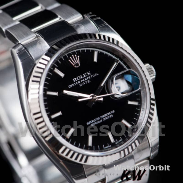 Replica Rolex Oyster Perpetual 34mm unisex-115234-zwarte wijzerplaat zwart